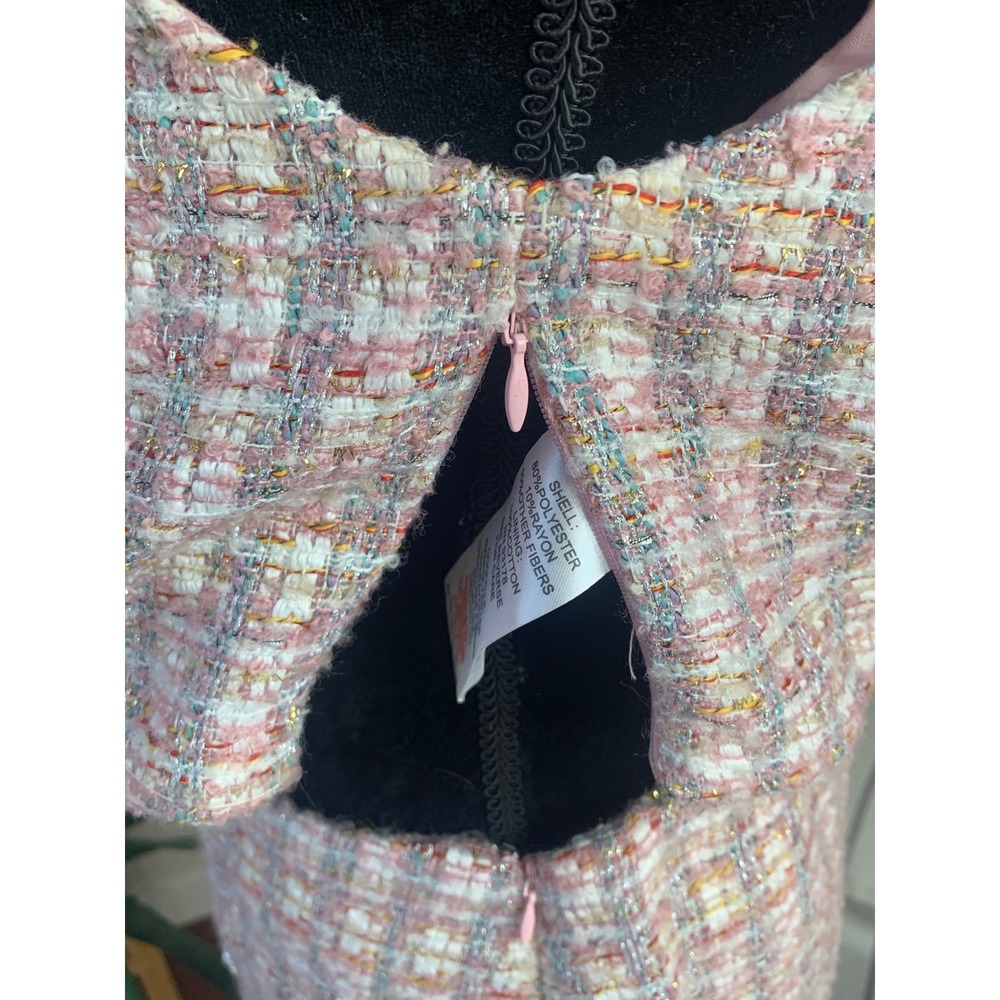 House of Harlow 1960 Pixie Dust Pink 2 Piece Crop Top Mini Skirt Pearl Button S - Picture 9 of 16